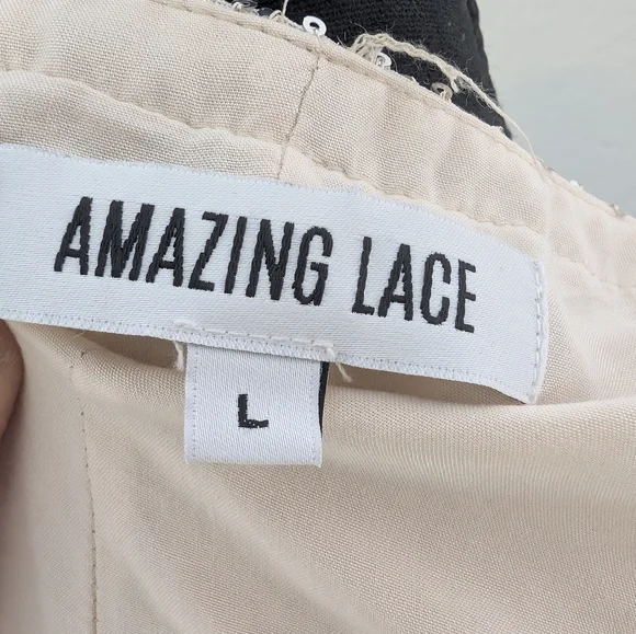 Amazing Lace My Queen Sequin Babydoll Dress in Champagne - Picture 6 of 8